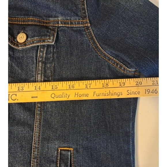 Old Navy Denim Jean Jacket Womens Large Trucker Stretch Retro Flap Pockets - Picture 8 of 9